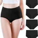 wirarpa Women's Modal Underwear Soft High Waist Briefs Ladies Panties 4 Pack (Regular & Plus Size) (3X-Large)