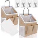 Kanrichu 2pcs Wall Hanging Baskets for Organizing, Wall Hanging Storage Bag as Over the Door Organizer, Wall File Organizer, Rv Storage and Organization. For Bedroom, Office, Camper (Khaki-Upgraded)