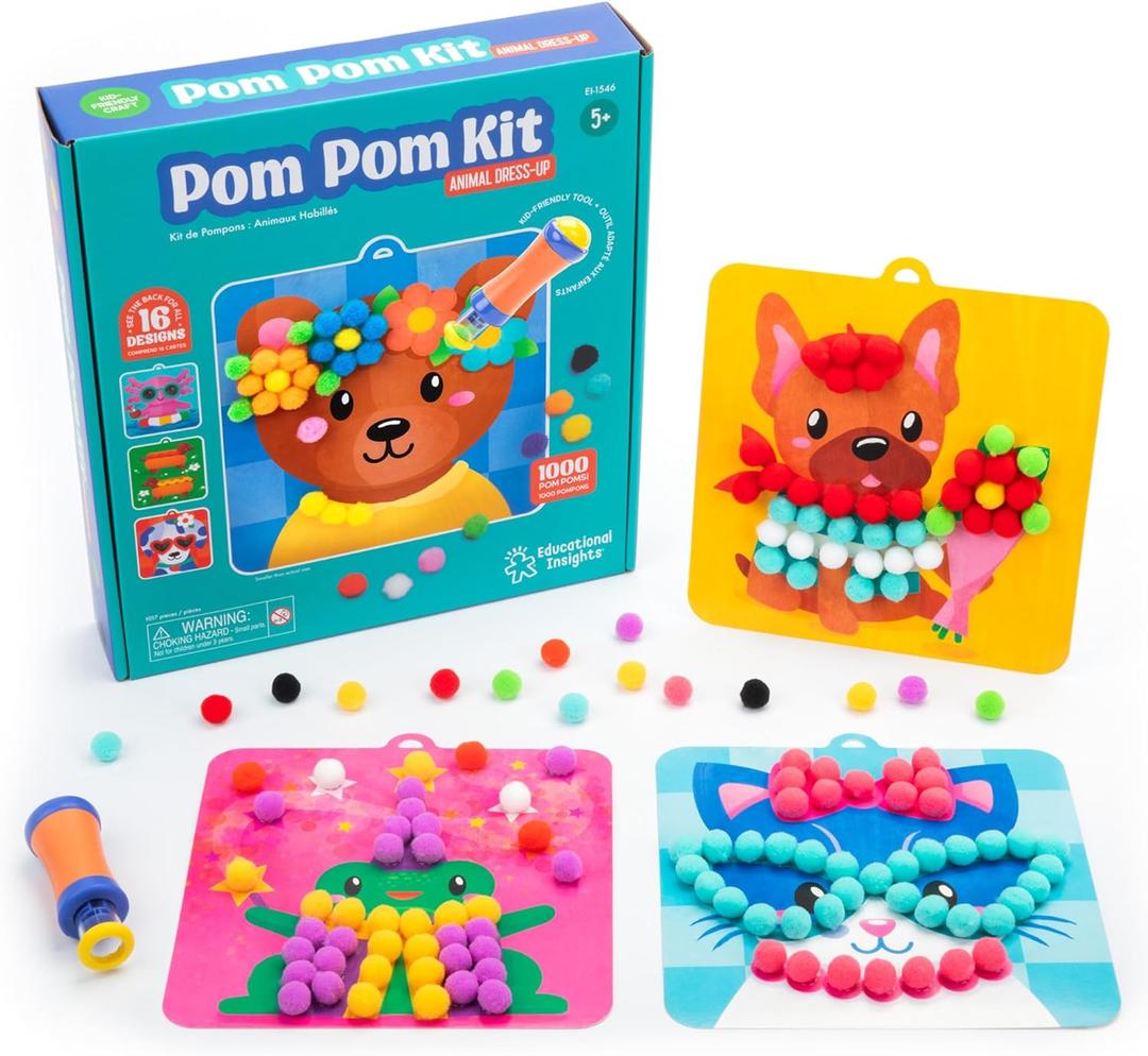 Educational Insights Pom Pom Craft Kit, Arts & Crafts Sets and Supplies for Kids Ages 5+