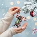 Cute Chocolate Lab Hugging Candy Cane 2D Flat Acrylic Ornament - Christmas Tree Decoration, Unique Animal Keepsake 2025