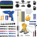 100 PCS Car Dent Puller Kit Professional,Dent Puller with Bridge Puller,Golden Lifter,2-in-1 T-Shaped Hammer Puller,Glue Gun,for Repairing Minor and Deep Dents in Auto. (Blue)