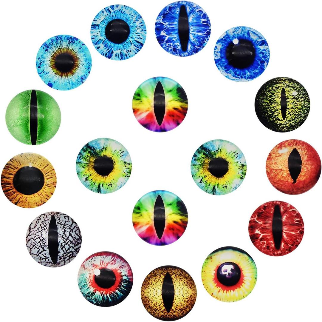 Julie Wang 15MM 40PCS Dragon Eyes Glass Cabochons for Clay Sculptures Props Craft Jewelry Making DIY Findings About 0.59inches