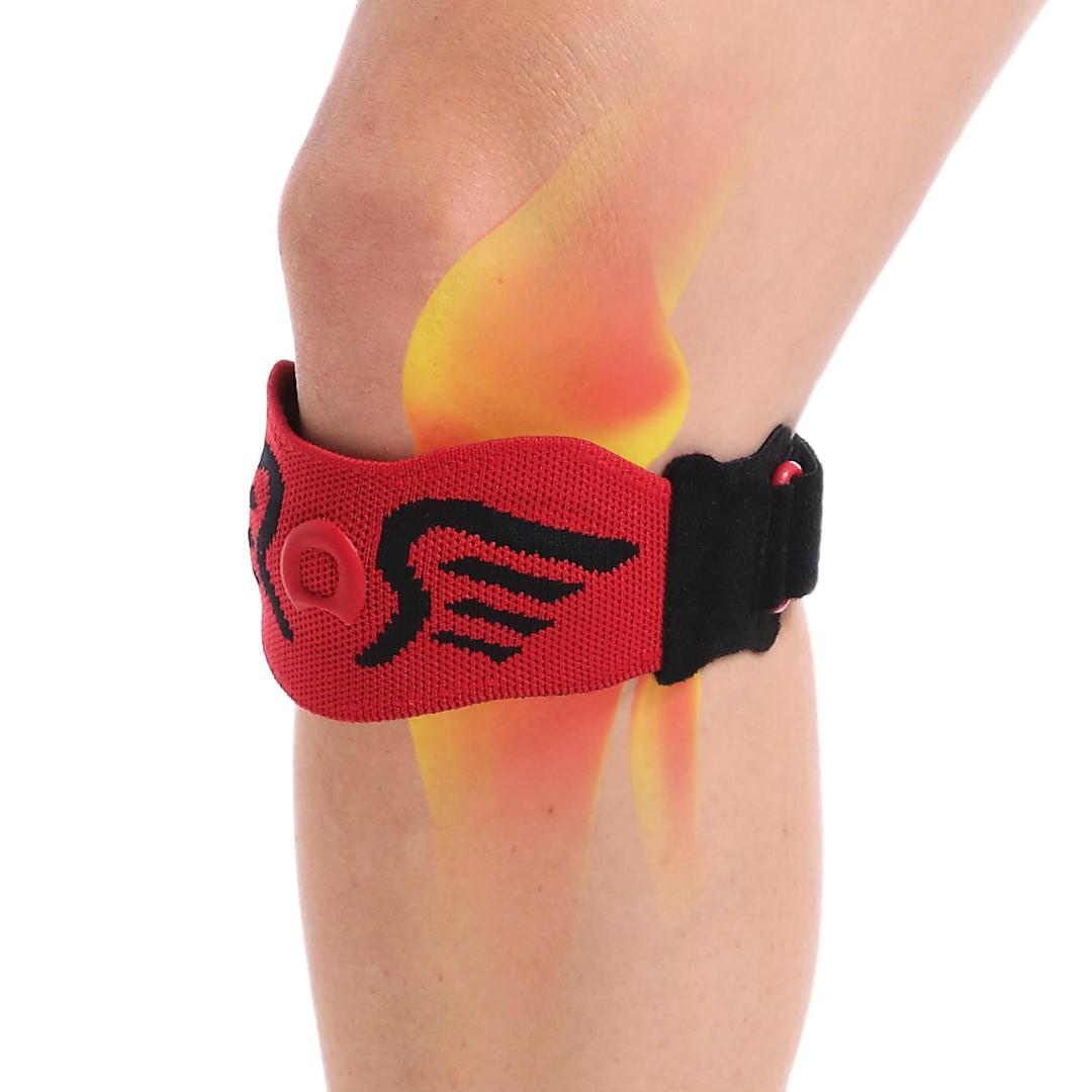 aoFIT 2 Pack Patella Knee Strap Band for Knee Pain Knee Support Patellar Stabilizer Braces Tendon Ergonomic Silicone Pad adjustable Compression for Running Jumping Squats Basketball All Activities (Onyx Ruby)