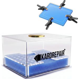 TCG Humidor Repair Kit - Includes 2 Acrylic Flattening Plates & 4 Spring Clamps & Custom Fit Base Sponge for Trading Card Care Kit Restoration - Improve Card Grading