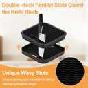 Knife Block Without Knives, 3 In 1 Universal Kitchen Knife Block Holder With Scissors Slot and Sharpening Rod, Detachable Knife Storage Organizer for Counter Space-Saving (Black)