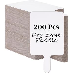 Seajan 200 Pack Dry Erase Answer Paddle Bulk Whiteboard Wooden Handheld Double Sided Auction Paddles Dry Erase Answer Board for Classroom Teaching Office Meeting Family Party, (Rectangle)