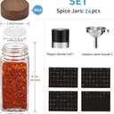 Yangbaga 25Pcs Glass Spice Jars with Labels-4OZ Wood Lid Square Spice Containers with Pepper Grinder Lids & Funnel, Seasoning Jars for Rack Cabinet Drawer