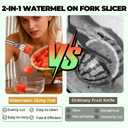 3 x 2-in-1 Dual Head Watermelon Slicer Fork, 304 Stainless Steel Fruit Cube Cutter Tool, 2 Pack