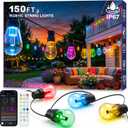 Beizelte Outdoor String Lights, 150FT RGB+IC Outside Light Dimmable Shatterproof LED Bulbs, IP67 Waterproof Chasing Effect Lighting DreamColor Patio Strip Lights for Backyard, Balcony, Outdoor Living