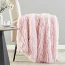 DREAMNINE Decorative Oversized 850GSM Plush Fluffy Feather Faux Fur Throw Blanket 60" x 71",Soft Long Shaggy Fuzzy Blankets, Double Sided Warm Elegant Furry Blanket for Valentine Gift, Twin Size, Pink