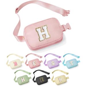 YOOLIFE Customized Gifts for Women - Personalized Birthday Gift for Mom, Mom Gifts From Daughter, Mother In Law Gifts, Mama Gift Idea, Pink Initial Crossbody Bag Belt Bag H