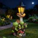 Outdoor Solar Powered Turtle Statue, Turtle and Mushroom-Shaped Sculpture with LED Light, Suitable for Decor Courtyard,Backyard, and Lawn, Unique Birthday and House Warming Gifts