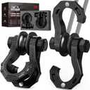 DAYDOOR D Ring Shackles with Snatch Block, 45,000Lbs Break Strength Towing Winch Shackle, 3/4" Heavy Duty Shackles with 7/8" Screw Pin for Off Road Vehicle Recovery(2 Pack, Black)
