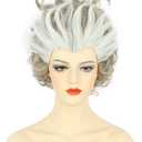 karlery Women Adult Short Curly White and Grey Wig Witch Enchanted Anime Wig for Halloween Cosplay Costume Party