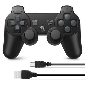 Powerextra PS-3 Controller Wireless High Performance Gaming Controller with Upgraded Joystick for PS-3(Black)