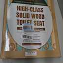 Solid Wood Elongated Toilet Seat with Soft Close Hinges, Decorative Style, Natural Wood, 18.5 x 34 Inches (Light Brown)