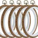 Marvexi 5Pcs Oval Embroidery Hoops 4.3"x5.3" Decorative Cross Stitch Hoops, Vintage Cute Faux Wood Embroidery Hoop for Christmas Ornaments and Art Craft Sewing