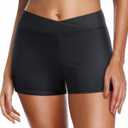 Yonique Womens Swim Shorts Bathing Suits Bottoms Swimsuit Bottoms (Black, XL)
