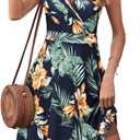 GUBERRY Womens Wrap V Neck Sleeveless Sundress Summer Flare Tank Dress with Pockets  (Medium, Floral-33)