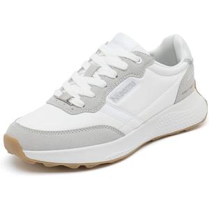 Sneakers for Women Lightweight Lace-Up Shoes for Women Non-Slip Artificial Leather TPR Outsole Walking Shoes Tennis Running Fashion Sneakers
(9, White)