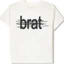 Charli XCX Unisex Adult Offical Merch Scratched Out Brat Cropped T-Shirt (White, XL)