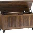 HYZ Storage Chest, 39.4'' Wooden Storage Bench with 4 Wheels & 2 Safety Hinges, Retro Toy Box Support 300 lbs for Bedroom, Living Room, Easy Assembly, Vintage Brown, 39.4''w X 15.7''d X 18.1''h