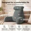 Sit Up Reading Pillow, Backrest Pillow with Arms, Corduroy Back Support Cushion with Side Pockets & Washable Cover, Bed Rest Support for Sofa Couch Floor Relax, Peacock Blue, Large