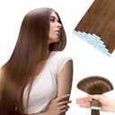 Jerriess Tape in Human Hair Extensions, Remy Seamless, Light Brown(#6) Straight, Silky & Thick, 16 Inch, 20pcs 40g, Easy to Install, Real Human Hair