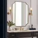 ANDY STAR 30x40 Inch Brushed Gold Mirror, Gold Scalloped Bathroom Mirror, Unique Rectangle Mirror in Never-Rust Stainless Steel Metal Frame, Wall Mount Vertical or Horizontal