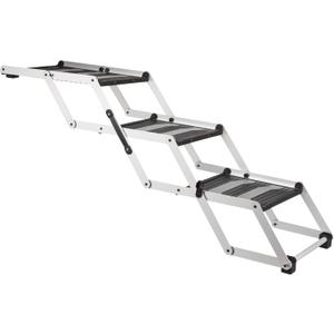 TRIXIE Foldable Aluminum Pet Steps for Dogs Up to 165 Pounds Adjustable from 19.5 to 27.5 Inches