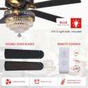 Crystal Ceiling Fan Fandelier with Lights- Retro Outdoor Fans (52" Black), 52in