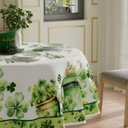XCHI Green Hats Shamrock Coins St. Patrick's Day Tablecloth Round Table Cloth Washable Table Covers for Indoor Outdoor Dining Home Party Decorations 70x70 Inch