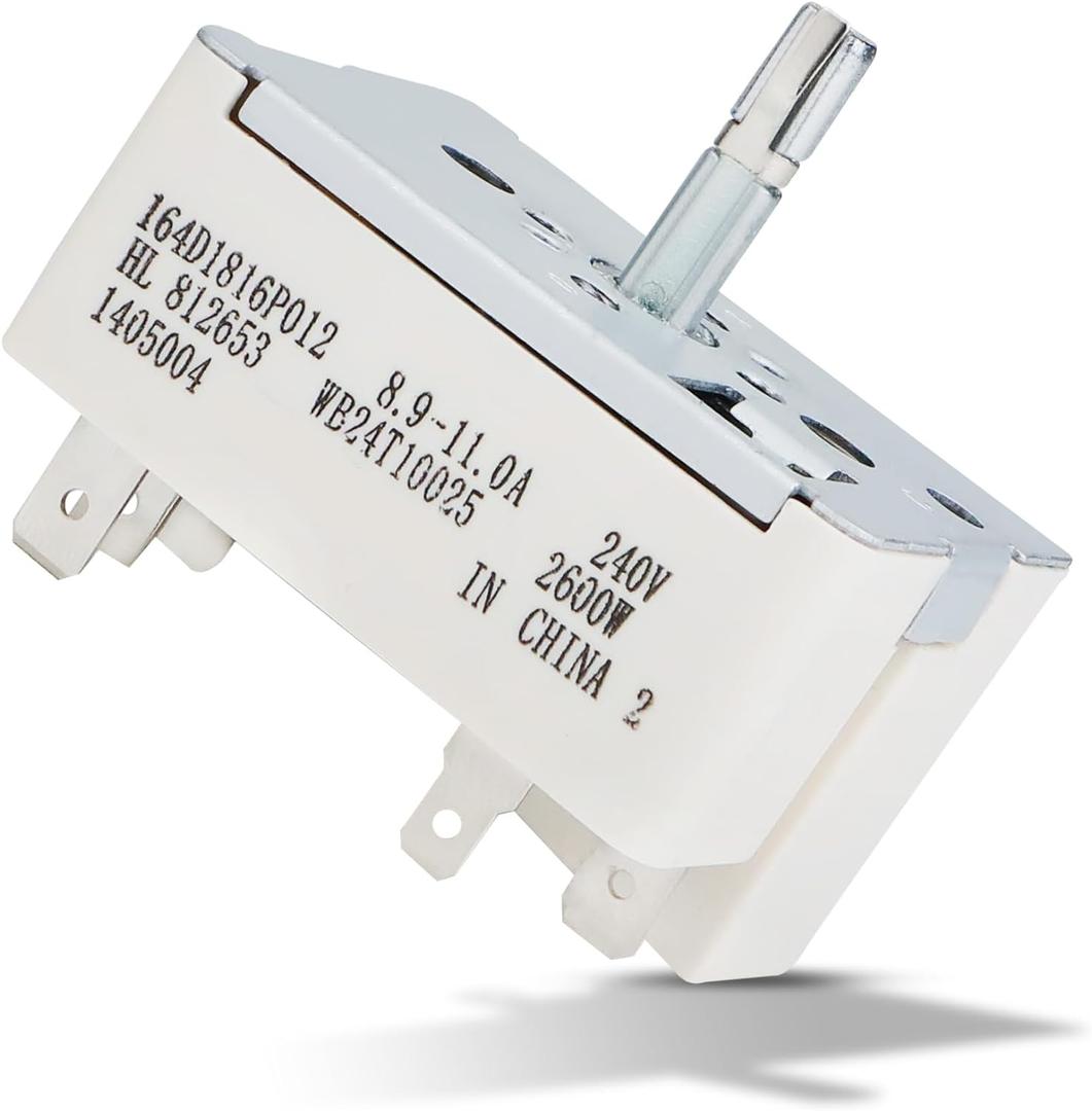 WB24T10025 Surface Burner Control Switch Replace for GE Electric Ranges 8 Inch OEM Range Switch, Fits GE, for Kenmore, for Hotpoint Range Infinite Control Switch Replace for:154510 AP2024072 PS236750