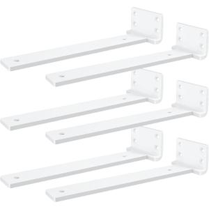 Heavy Duty Shelf Brackets, Floating Shelf Bracket 8 inch 6 Pack L Brackets for Shelves White Metal Support Bracket for DIY Decorative with Mounting Hardware