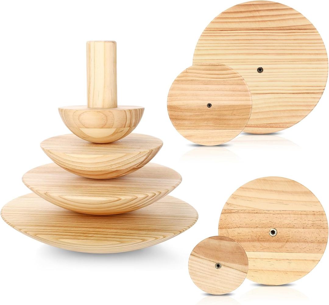 DoubleFill 4 Pack Pottery Molds 4.5'' 6.5'' 8.5'' 10.5'' Thickness 2'' Plaster Molds Wood Pottery Tools with Handle for Ceramic Top Forms DIY Bowls Plate Dish Slump Press Art Making(Hemispherical)