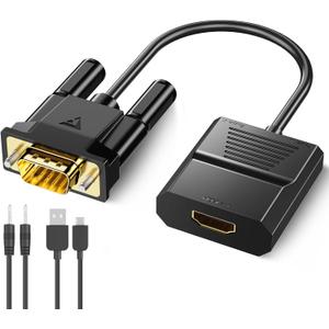 FOINNEX VGA to HDMI Adapter, 1080P Converter with USB Audio from Old Computer/Laptop/Desktop/PC VGA Source to HDMI HDTV/Monitor/Projector/Displayer, 1.5FT