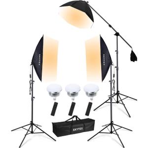 Skytex Softbox Lighting Kit(3Pack), 20x28in Soft Box|28in Octa Softbox|85W 2700-6400K E27 LED Bulb Continuous Photography Lighting, Studio Lights Equipment for Photo Shooting, Video Recording