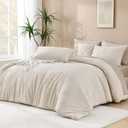 Andency King Size Comforter Set Beige, 3 Pieces Boho King Bedding Comforter Set Cream, All Season Soft Lightweight Tufted Textured Down Alternative Comforter Fluffy Bed Set (King (104"x90"))