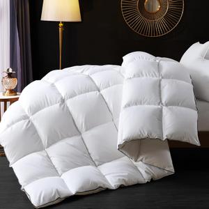 Ubauba Goose Feather Down Fiber Comforter Queen Size Duvet Insert - Hotel Luxury Fluffy White Bedding Comforter, All Season Medium Warmth -100% Cotton Cover, 90 x 90 Inch