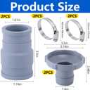 2 Pack Pool Vacuum Hose Adapter B, Pool Skimmer Hose Connector Kit, Swimming Pools Adapter B Replacement for 1.25'' and 1.5'' Hoses Skimmer Filter Pump Accessories