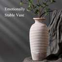 Emotionally Grounded Vase, Vaseking Large Ceramic Rustic Vase, 14.4 inch Minimalist Threaded Decorative Farmhouse Tall Vases for Home Decor, Living Room, Enterway, Table Decoration, Khaki