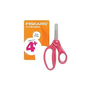 Fiskars 5" Blunt-Tip Kids Scissors for Kids Ages 4-7, Scissors for School or Crafting, Back to School Supplies, Colors May Vary