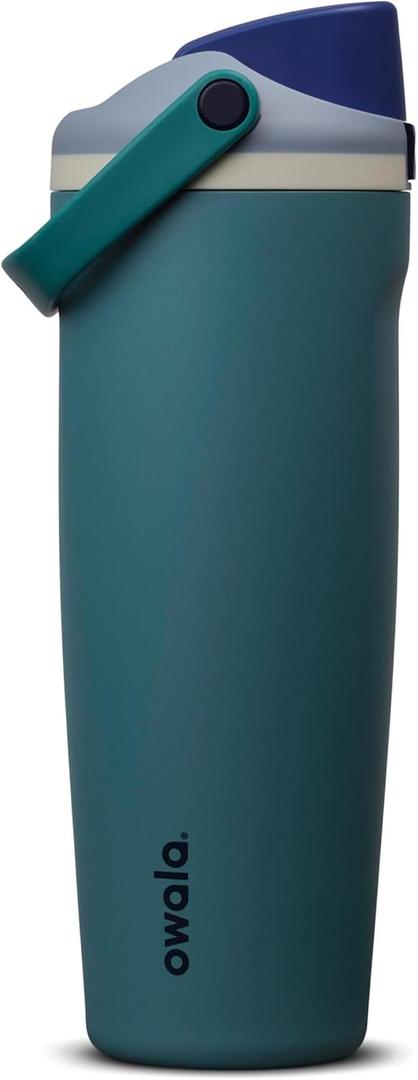 Owala FreeSip Sway Insulated Stainless Steel Water Bottle with Two-Way Spout, Built-In Straw and BucketHandle, Made for Travel, School, and Sports, 30oz, BPA Free, Leak Proof, Denim