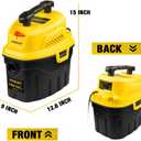 STANLEY 3 Gallon Wet Dry Vacuum, 3 Peak HP Poly 2 in 1 Shop Vac with Powerful Suction, Portable Shop Vacuum Car Vacuum W/ 3 Horsepower Motor for Auto Detailing, Tight Space Garage,Van,Vehicle