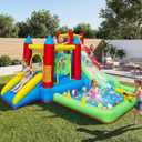 9-in-1 Kids Bounce House Ages 36, Inflatable Bouncy Castle with Water Slide for Wet or Dry Play, Plus Trampoline, Climbing Wall, Ball Pit & Play Cannon for Indoor/Outdoor Fun