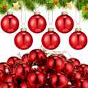 Sieral 36Pcs Christmas Glass Ball Ornaments 1.57'' Vintage Christmas Ball Ornaments Shiny Western Wedding Decorations Small Glass Ornament for Christmas Tree Holiday Decoration Winter Wedding (Red)