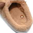 Cute Animal Slippers for Women - Fuzzy Plush Memory Foam Indoor, Machine Washable Cozy House Shoes (Beige)