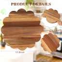 Hushee Acacia Wood Scalloped Cutting Board 11.8 Inch Round Decorative Cutting Boards Wooden Display Plate for Meat Cheese Bread Vegetables Fruits Serving Butcher Block Supplies