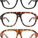 AMOMOMA 3 Pack Retro Blue Light Aviator Reading Glasses for Women Men,Oversized Large Computer Reader Frame AM6163 C1+C2+C3 1.5X