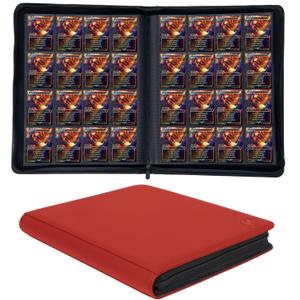1000+ Pockets Trading Card Binder, 16-Pocket Card Ablum Compatible with MTG,Sports Cards & Other Standard Size Trading Cards (Red)